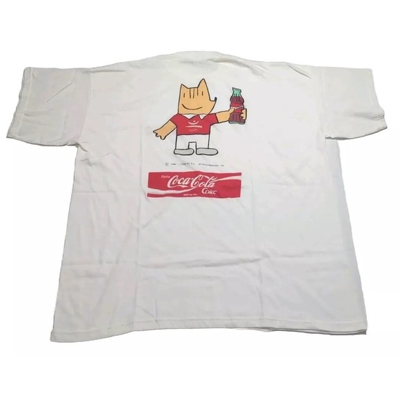 Coca Cola Coke Coob 1992 Olympics Single Stitch T-Shirt Size XL White